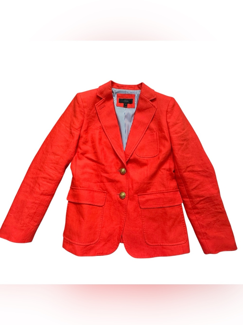 J.Crew Rhodes Linen Blazer Red Orange Gold Button Preppy Office Acadamia 4P - Picture 2 of 11